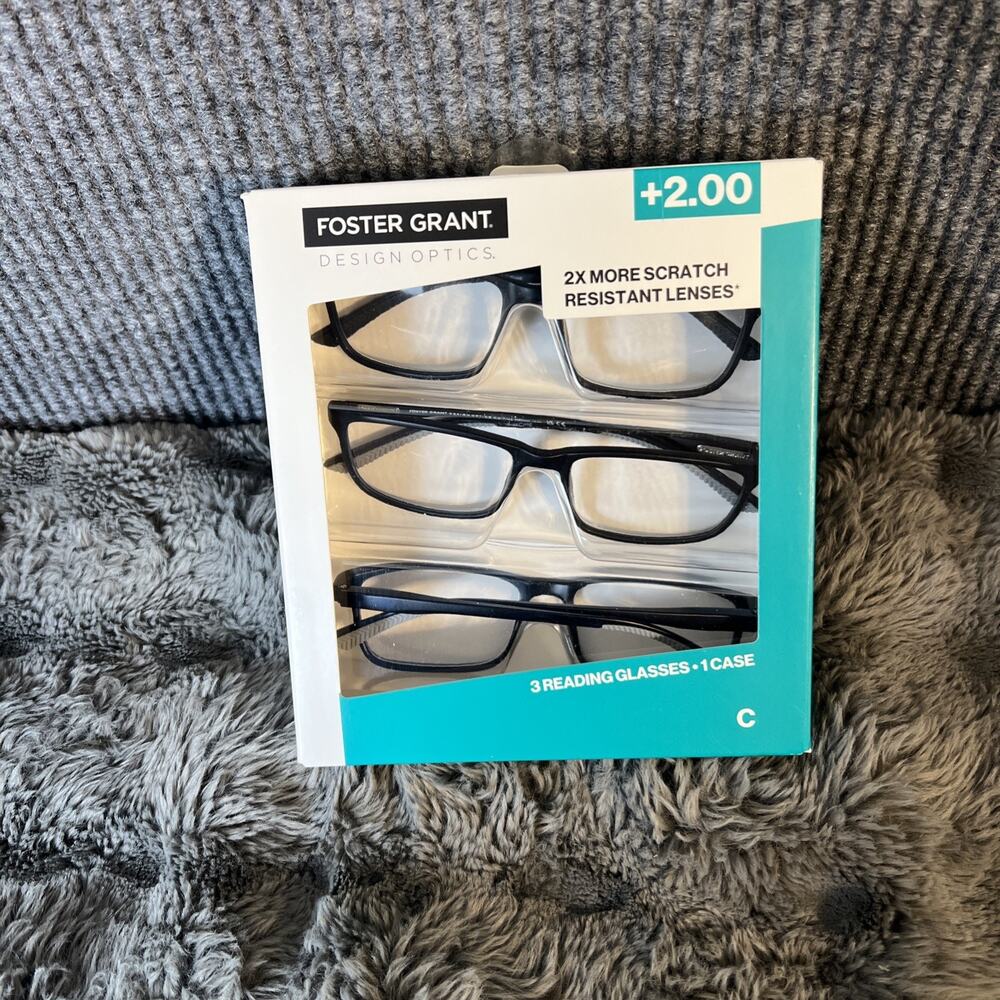 Design Optics Reading Glasses Classic Rectangle 3-Pack +2.00 Full Rim Plastic